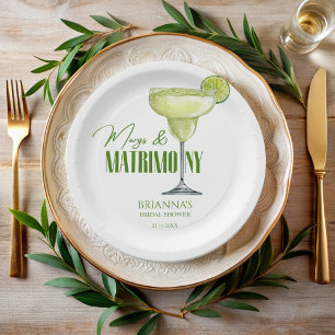 Margs and matrimony bridal shower monogrammed paper plate
