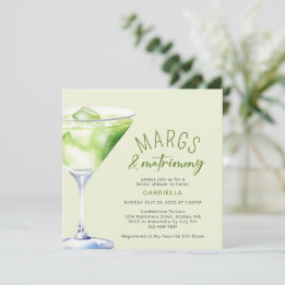 Margs and Matrimony Cocktail Bridal Shower  Invitation