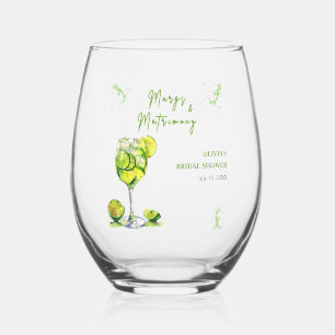 Margs and Matrimony Cocktail Bridal Shower Stemless Wine Glass