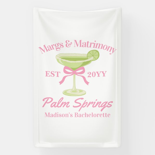 Margs and Matrimony Margaritas Bachelorette Party Banner (Vertical)