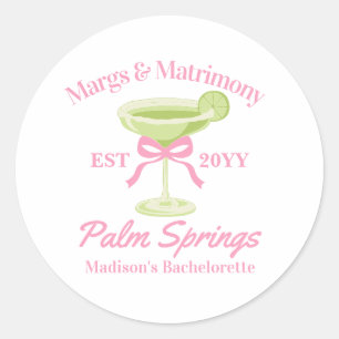 Margs and Matrimony Margaritas Bachelorette Party Classic Round Sticker