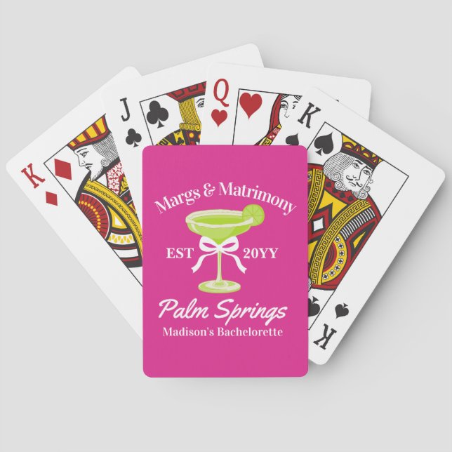 Margs and Matrimony Margaritas Bachelorette Party Playing Cards (Back)
