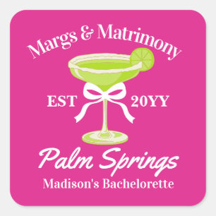 Margs and Matrimony Margaritas Bachelorette Party Square Sticker