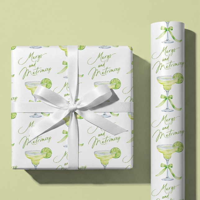 Margs And Matrimony Pattern Bridal Bachelorette Wrapping Paper (Creator Uploaded)