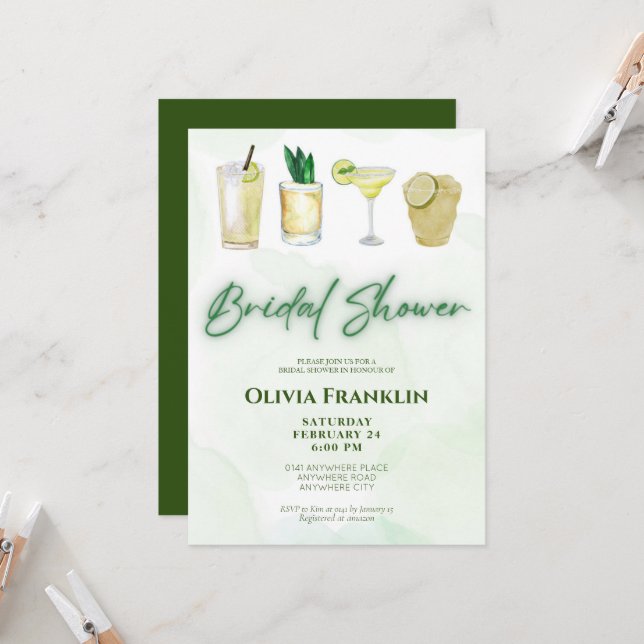 Margs and matrimony summer bridal shower  invitation (Front/Back In Situ)