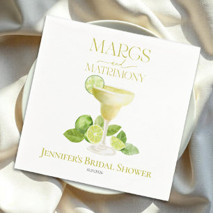 Margs and Matrimony Watercolor Bridal Shower Napkin