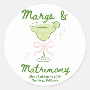 Margs & Matrimony Bachelorette Custom Classic Round Sticker