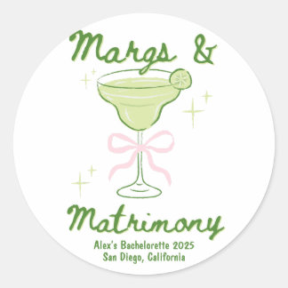 Margs & Matrimony Bachelorette Custom Classic Round Sticker
