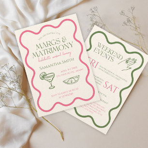 Margs & Matrimony Bachelorette Weekend Hand Drawn Invitation