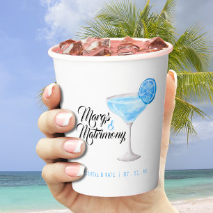 Margs & Matrimony Blue Margarita Bridal Shower Paper Cups