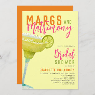 Margs & Matrimony Bridal Shower Modern Lemon Lime  Invitation