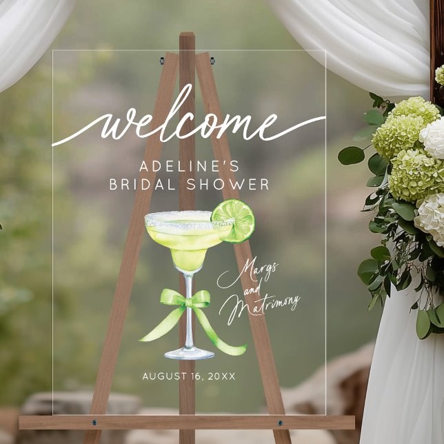 Margs Matrimony Bridal Shower Welcome Acrylic Sign (Shown on an 18" x 24" sign)