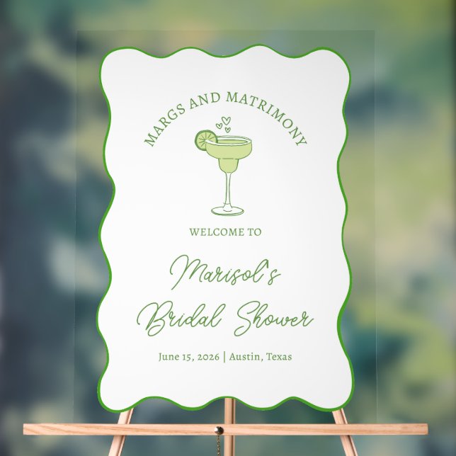 "Margs & Matrimony"  Bridal Shower Welcome Sign (Neutral)
