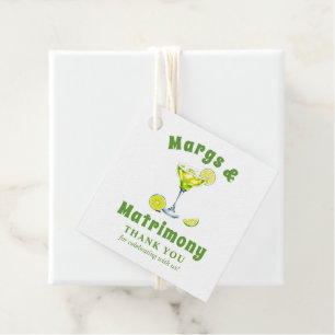 Margs & Matrimony cocktail bachelorette Thank You Favour Tags