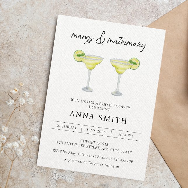 Margs & Matrimony Cocktail Bridal Shower Invitation (Margs & Matrimony Bridal Shower)
