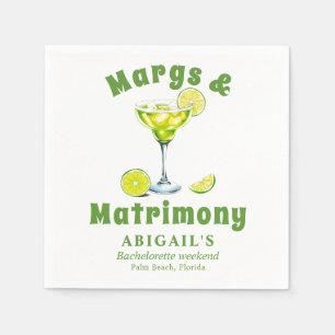 Margs & Matrimony cocktail lime green bachelorette Napkin
