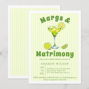 Margs & Matrimony cocktail stripes bridal shower I Invitation