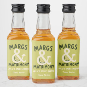 Margs & Matrimony Custom Bachelorette Tequila Liquor Bottle Label