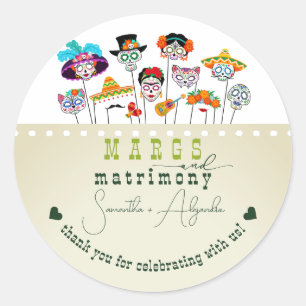 Margs & Matrimony Fiesta Mexican Couples Shower Classic Round Sticker