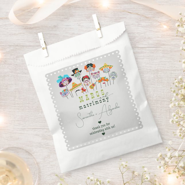 Margs & Matrimony Fiesta Mexican Couples Shower Favour Bags (Clipped)