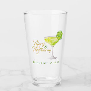 Margs & Matrimony Green Margarita Bridal Shower Glass