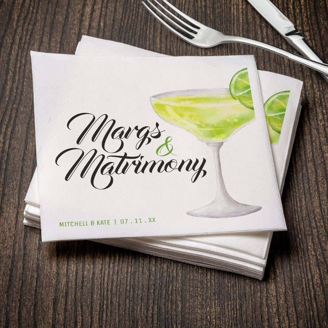 Margs & Matrimony Green Margarita Bridal Shower Napkin (Margs & Matrimony Green Margarita Bridal Shower Napkins
)