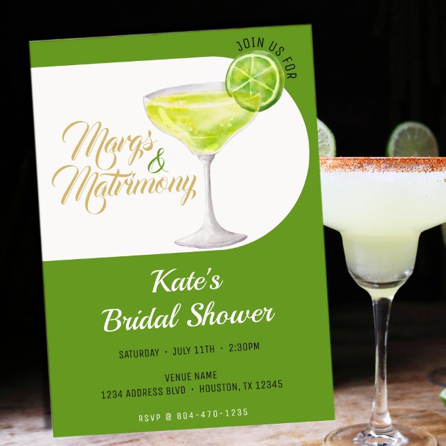 Margs & Matrimony Green White & Gold Bridal Shower Invitation (Margs & Matrimony Green White & Gold Bridal Shower Invitation
)