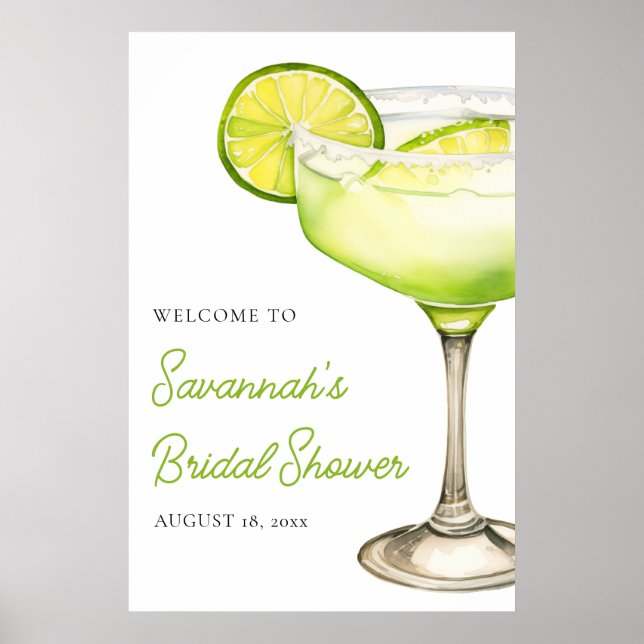 Margs & Matrimony Lime Bridal Shower Welcome Sign (Front)