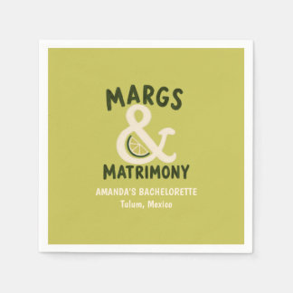 Margs & Matrimony Lime Green Bachelorette Party Napkin