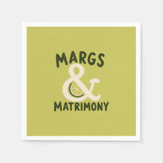 Margs & Matrimony Lime Green Bachelorette Party Napkin