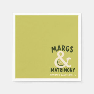 Margs & Matrimony Lime Green Bachelorette Party Napkin