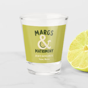 Margs & Matrimony Lime Green Bachelorette Party Shot Glass