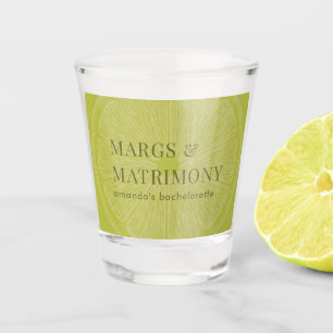 Margs & Matrimony Lime Green Bachelorette Party Shot Glass