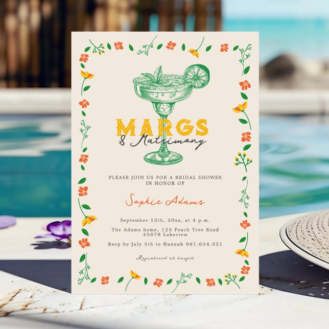 Margs & Matrimony Margaritas Coctail Bridal Shower Invitation (Creator Uploaded)