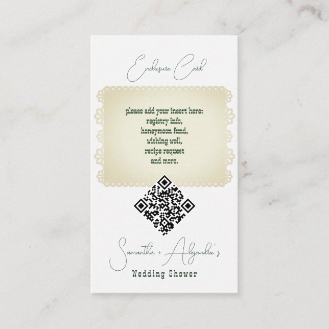 Margs & Matrimony Mexican Couples Shower QR Code Enclosure Card (Front)