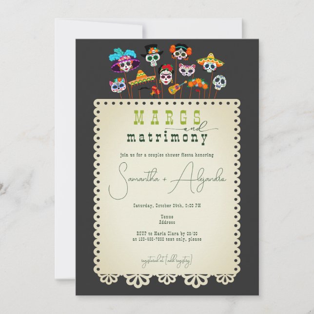 Margs & Matrimony Mexican Fiesta Wedding Shower Invitation (Front)