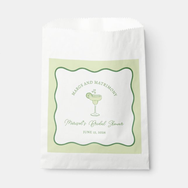 "Margs & Matrimony" Modern Chic Bridal Shower Favour Bags (Front)