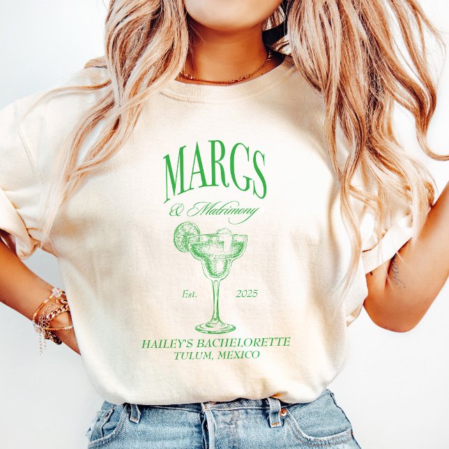 Margs Matrimony Personalised Bachelorette T-Shirt (custom bachelorette margs and matrimony)