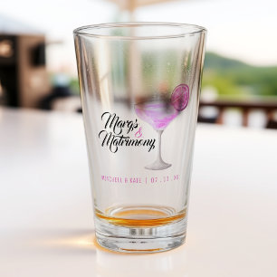 Margs & Matrimony Pink Margarita Bridal Shower Glass