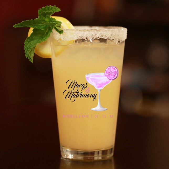 Margs & Matrimony Pink Margarita Bridal Shower Glass (Margs & Matrimony Pink Margarita Bridal Shower Glass
)