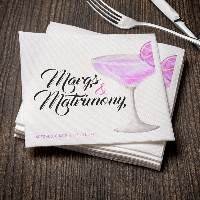Margs & Matrimony Pink Margarita Bridal Shower Napkin (Margs & Matrimony Pink Margarita Bridal Shower Napkins
)