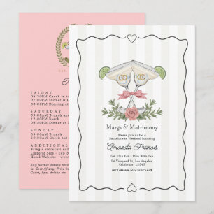 Margs & Matrimony Preppy Bachelorette Weekend Invitation