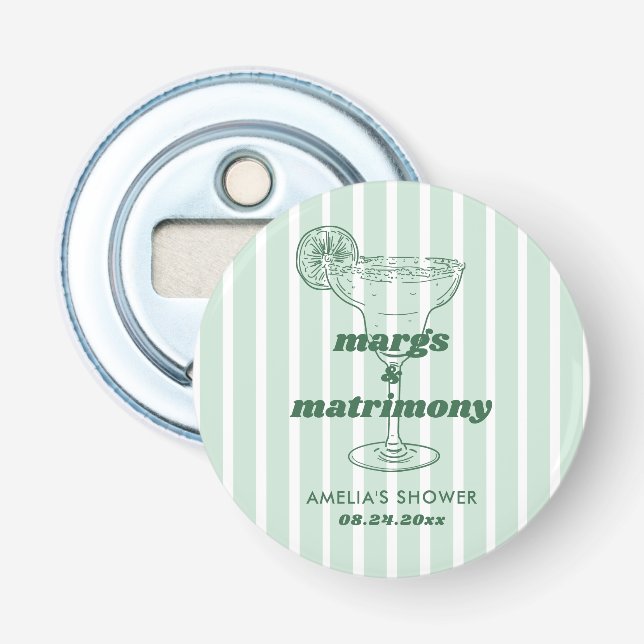 Margs & Matrimony Retro Bachelorette Bridal Shower Bottle Opener (Front)