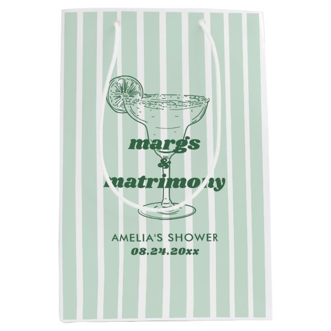 Margs & Matrimony Retro Bachelorette Bridal Shower Medium Gift Bag (Front)