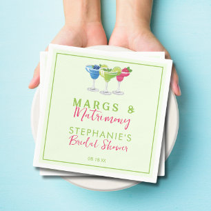 Margs & Matrimony Retro Lime Green Bridal Shower Napkin