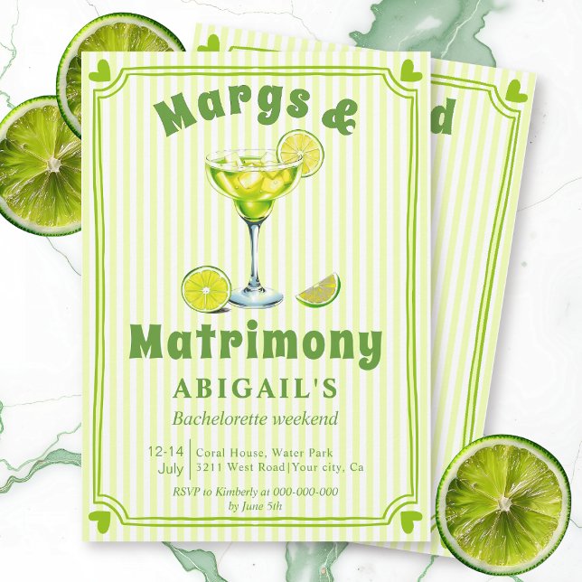 Margs & Matrimony scribble bachelorette weekend Invitation (Creator Uploaded)
