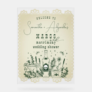 Margs Matrimony Skull Fiesta Couple Shower Welcome Acrylic Sign