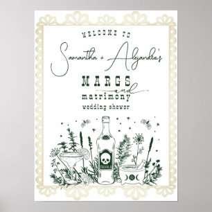 Margs Matrimony Skull Fiesta Couple Shower Welcome Poster