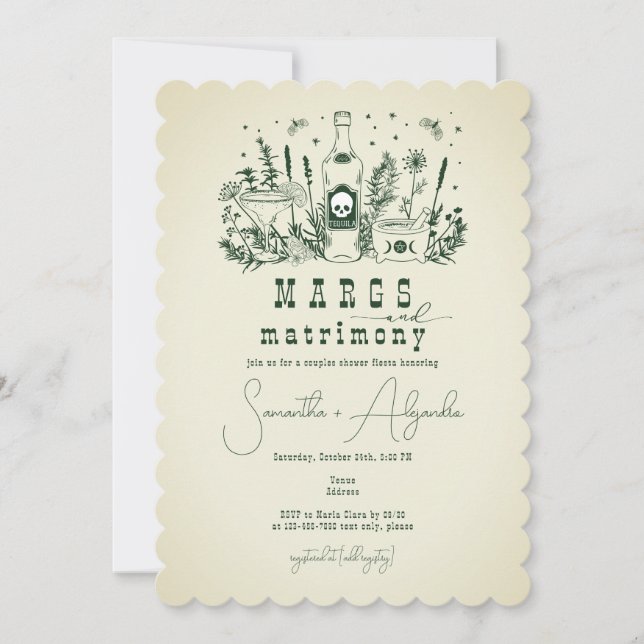 Margs Matrimony Skull Mexican Fiesta Couple Shower Invitation (Front)