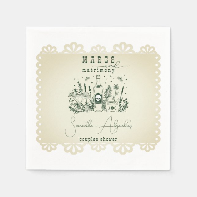 Margs Matrimony Skull Mexican Fiesta Couple Shower Napkin (Front)